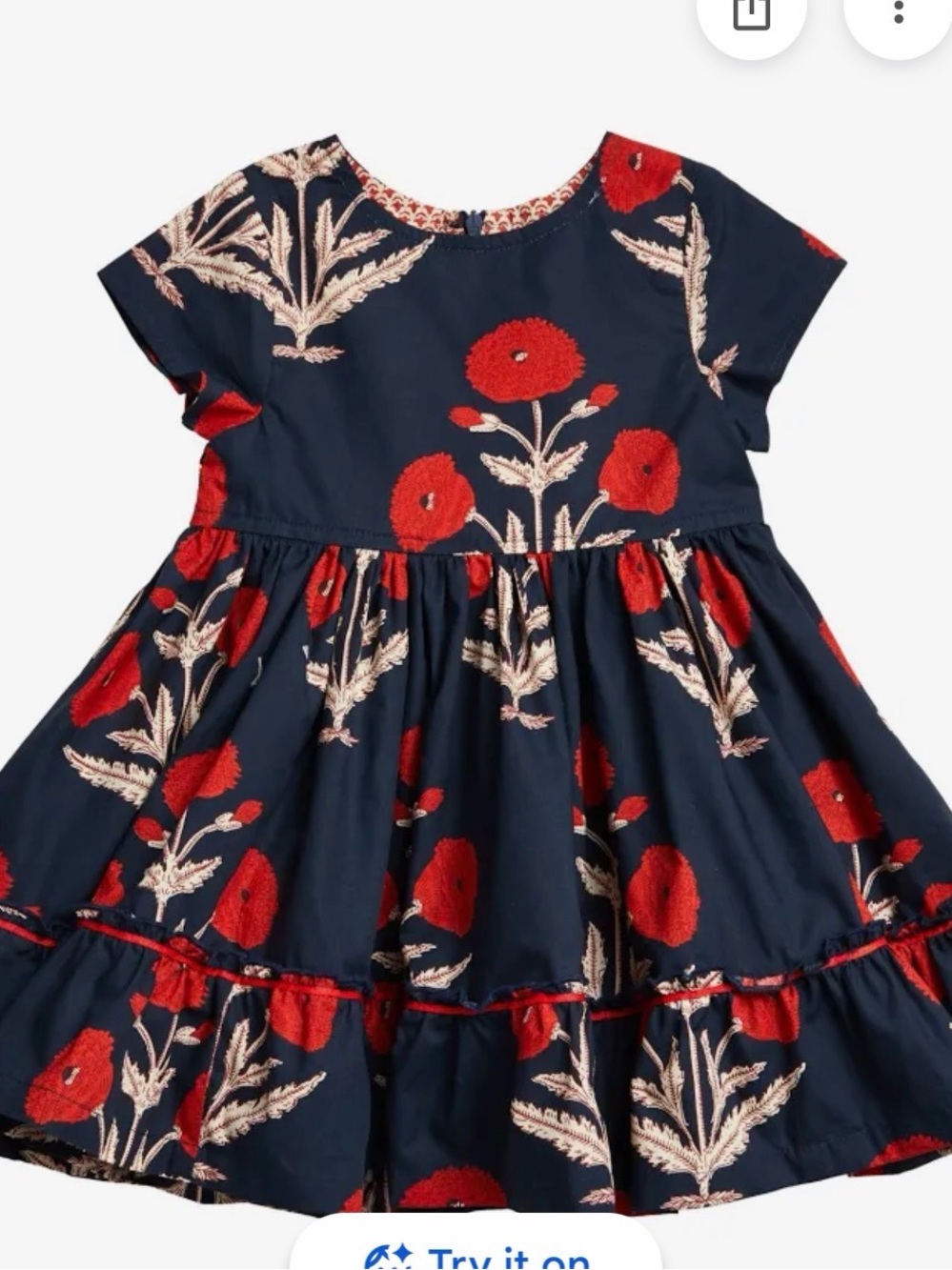 Pink Chicken niley Navy Dress with Red Floral poppy print Euc Size 3